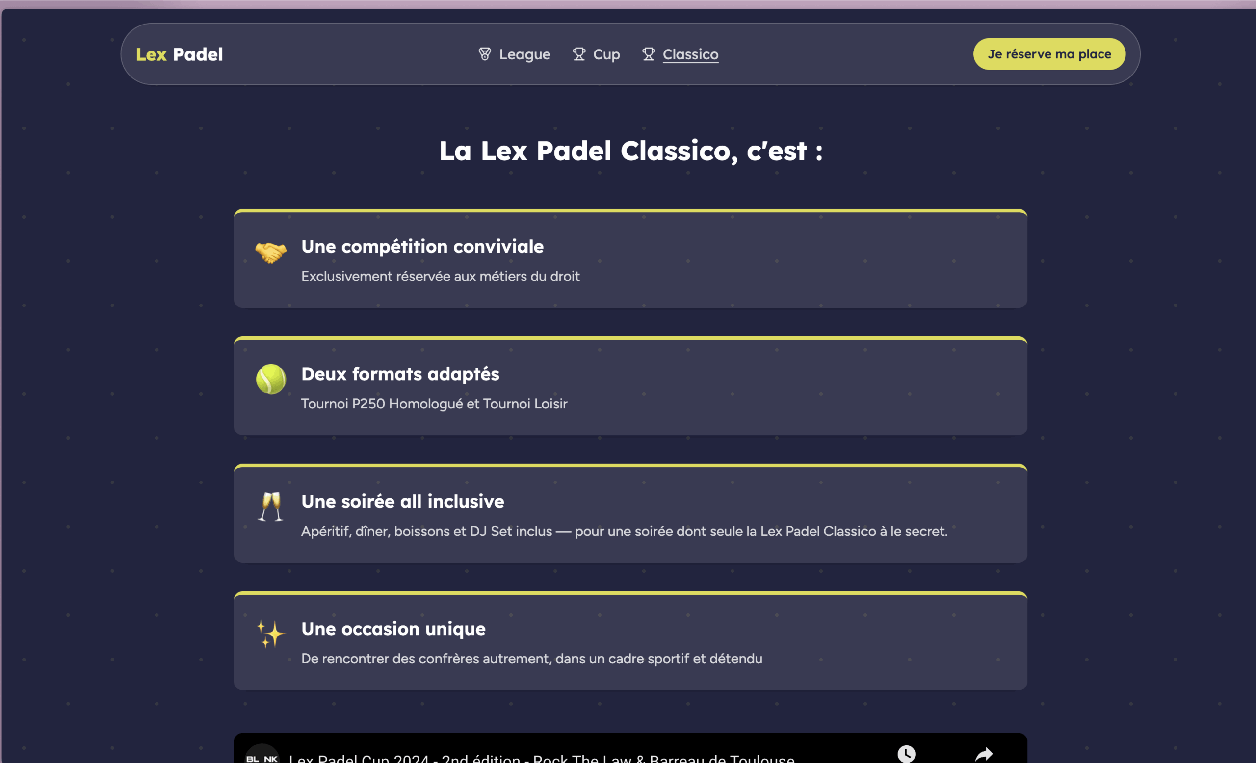 Page d'accueil et présentation de l'événement