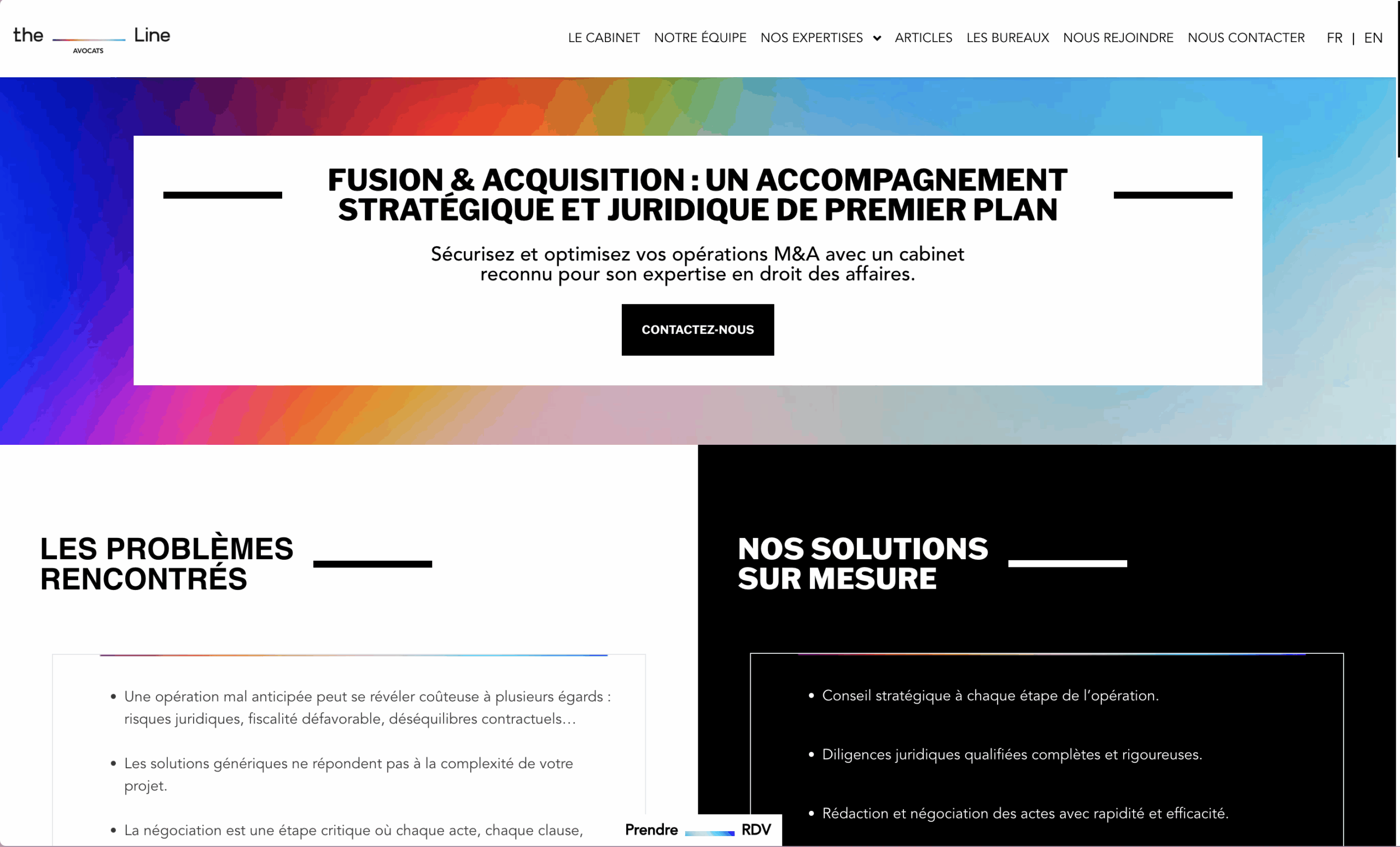 Page d'accueil du site The Line Avocats